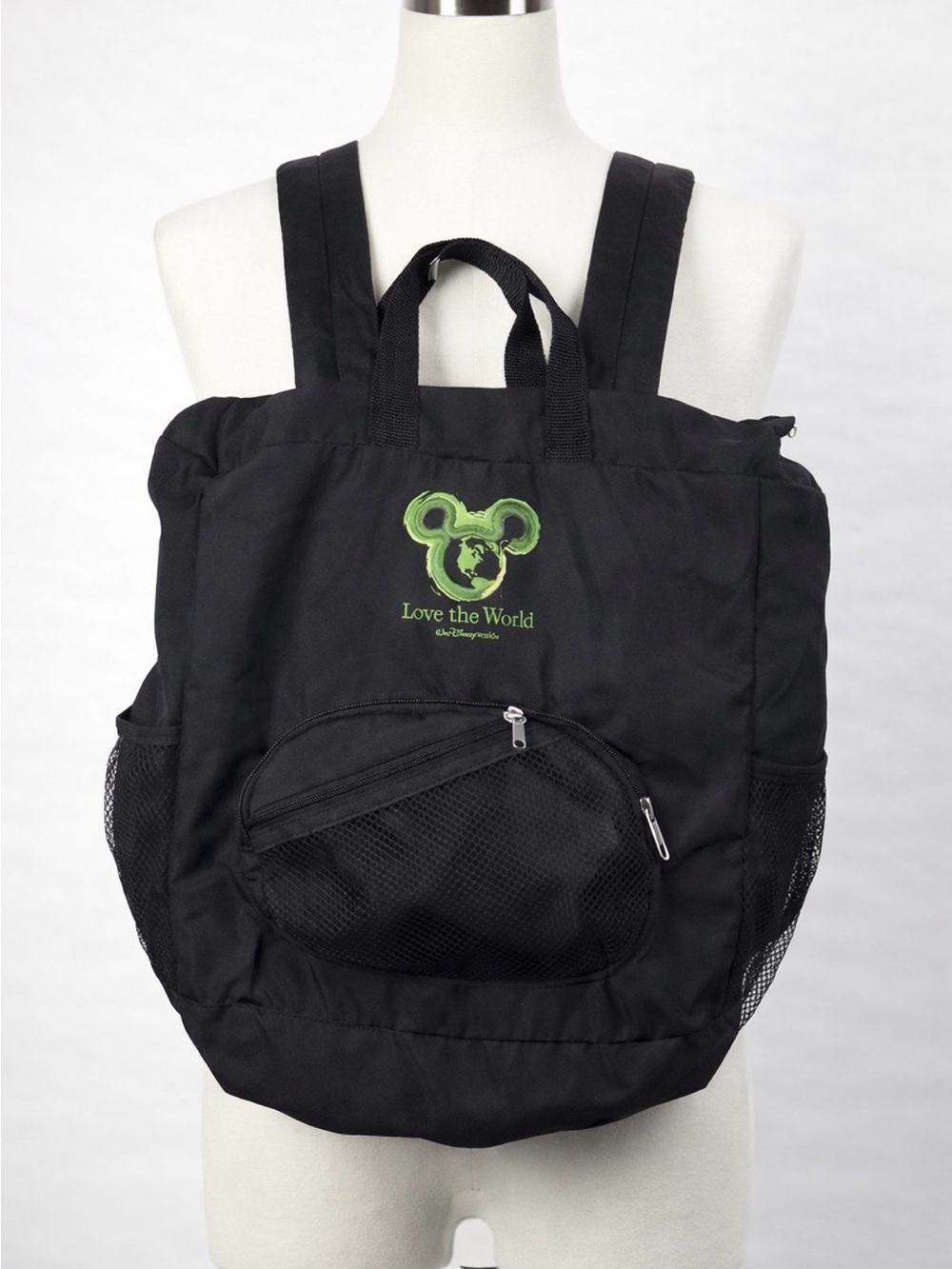 Disney Love the World Tote Bag Black Mickey Globe Eco Travel Park Cruise